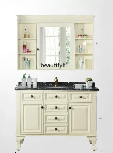 

YH American Oak Bathroom Cabinet Combination Simple European Floor Face Washing Wash Basin Solid Wood Bathroom Table