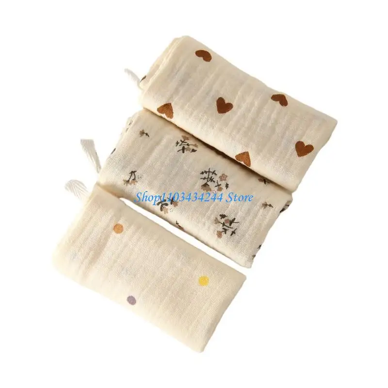 مجموعة من 3 قطع منشفة مربعة الشكل ناعمة ومسامية من 4 طبقات من قماش التجشؤ منديل صغير لحديثي الولادة مريلة لعاب للرضع