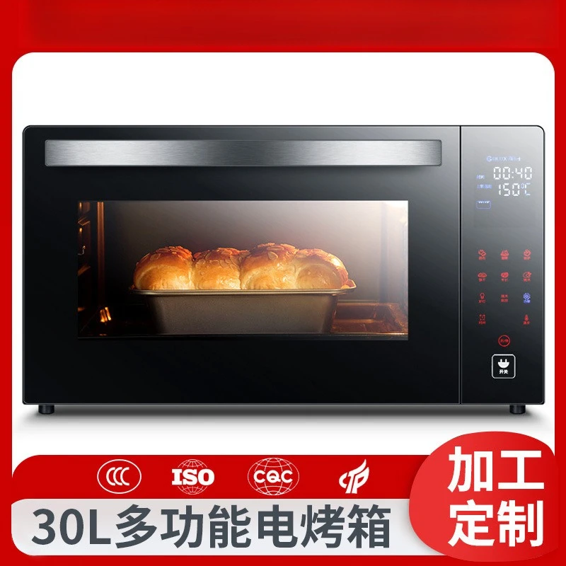 30L Large Capacity Multifunctional Household Electric Oven, Timable Temperature Control Oven with Hot Air Circulation