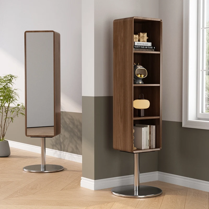 

Rotatable solid wood full-length mirror hanging hanger integrated household bedroom multi-functional storage