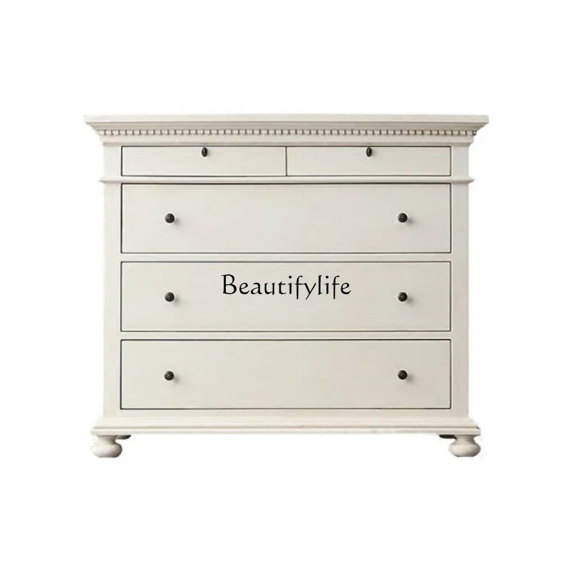 

1LXAmerican children's solid wood drawers, storage European retro old simple modern porch cabinet