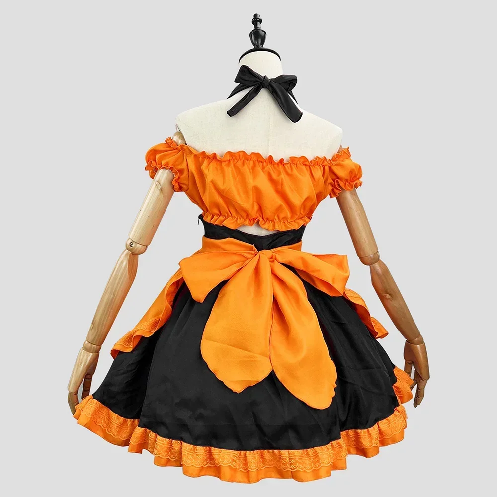 Orange Cute Bat Lolita Maid Dress Costume Cosplay Magic Witch Vampire Maid Dress Suit For Maid Halloween Party Costumes S -5XL