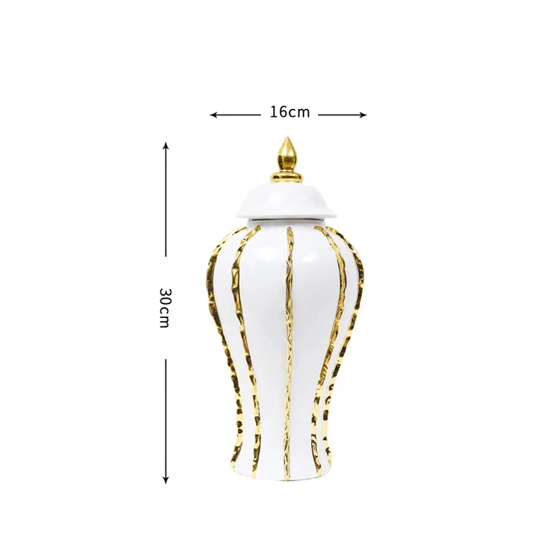 European style gold painted general jar home, foyer, living room, tabletop, dry flower and ceramic decoration