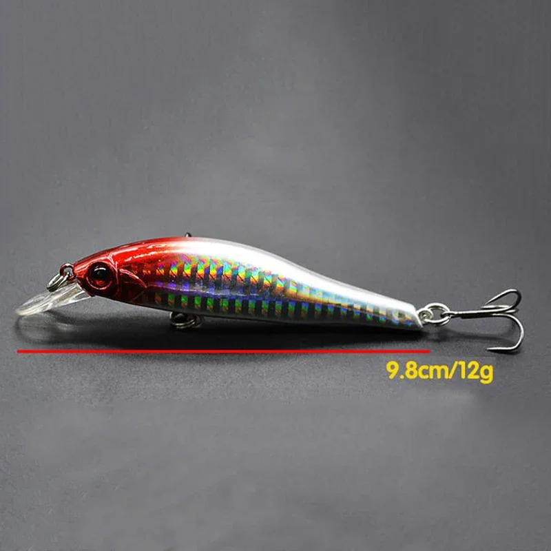 1pcs 9.8cm 12g Fishing Lures 3D Eyes Sinking Laser Minnow Hard Aritificial Wobblers Crankbait Plastic Baits Pesca Isca Tackle image 2