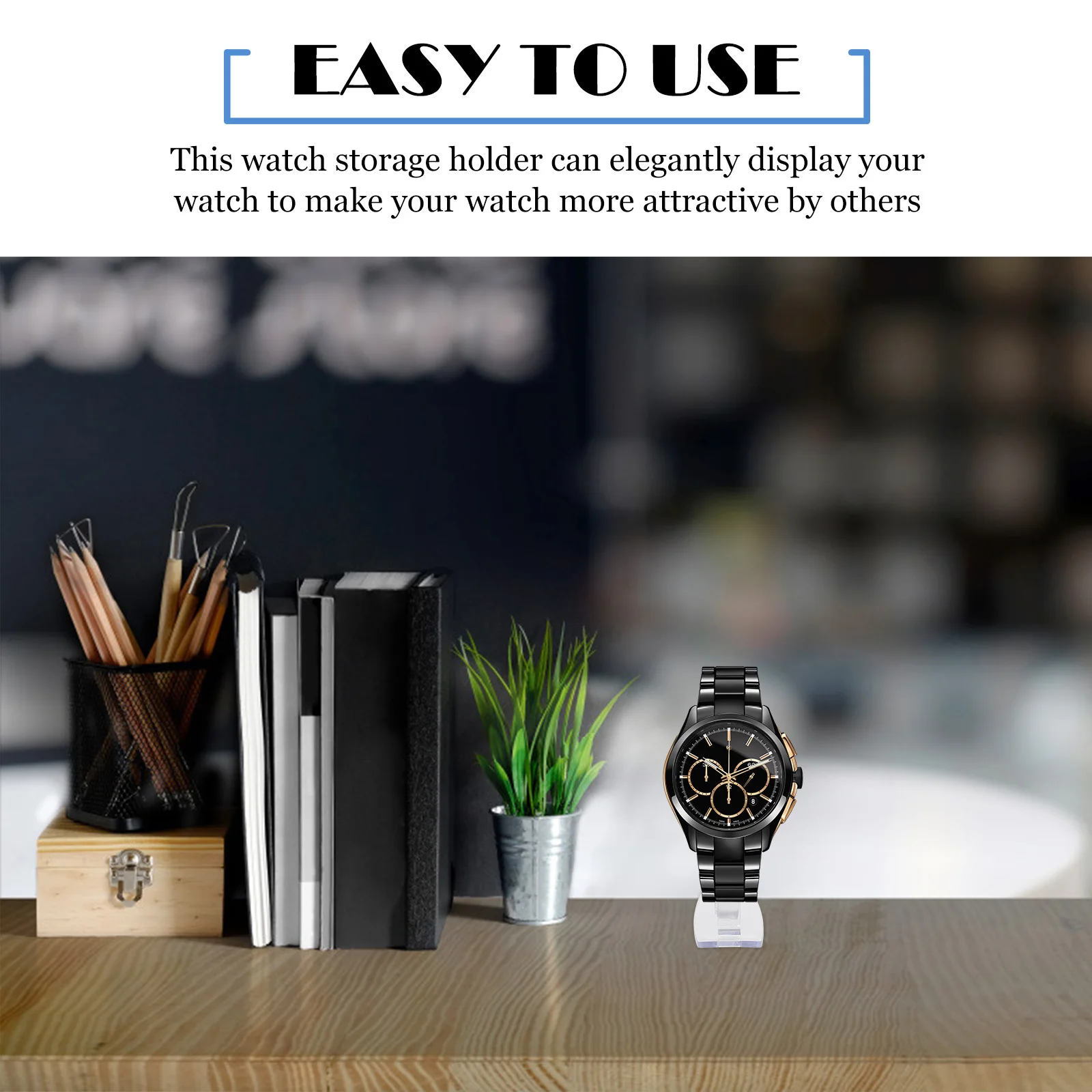 6Pcs Plastic Watch Display Racks Clear Stand for Watch Holder Long Style Showcase Display Stand Holder Ample Space Stable Base