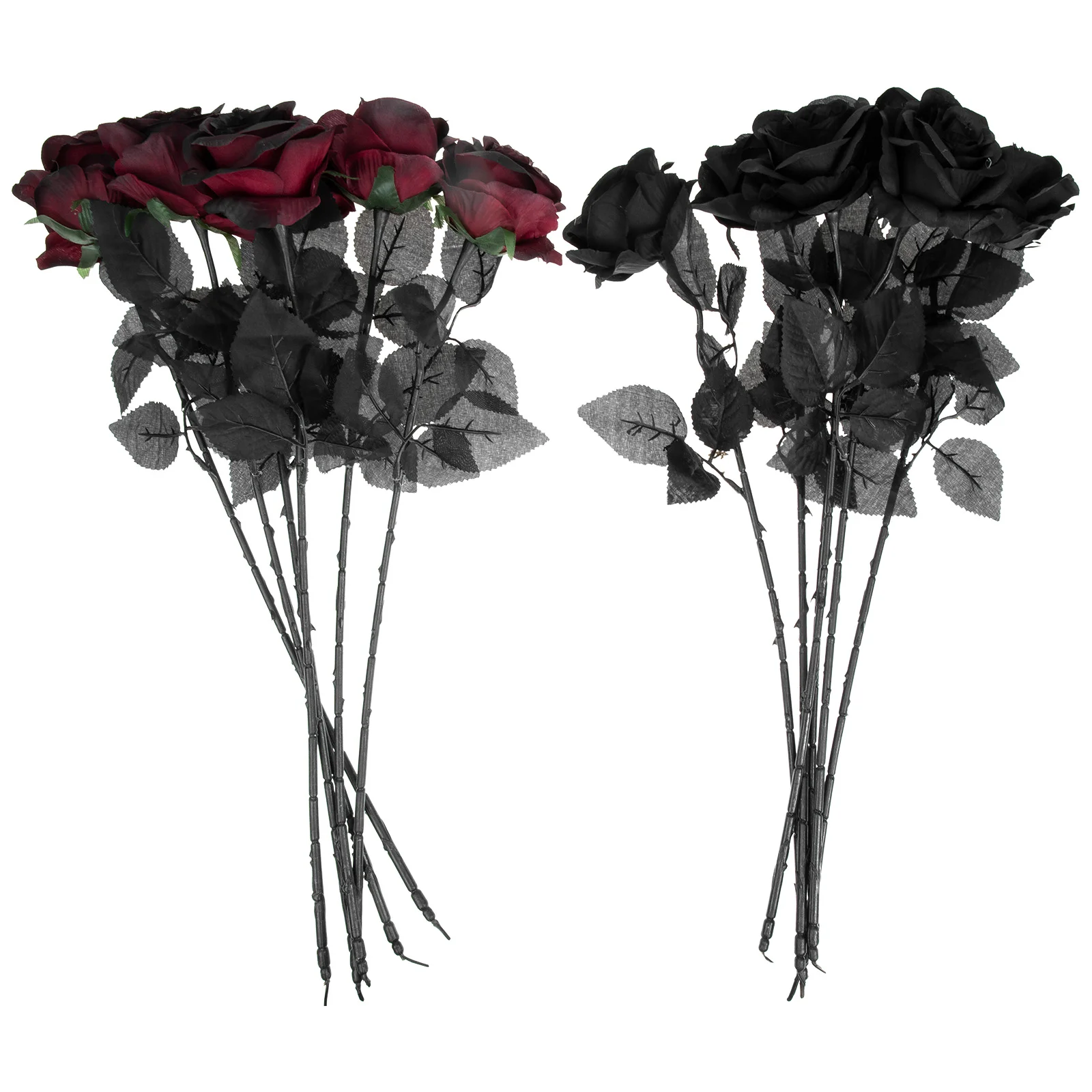 

12 Pcs Black Rose Halloween Fake Flower Party Supplies Decor Adornment Flowers Faux