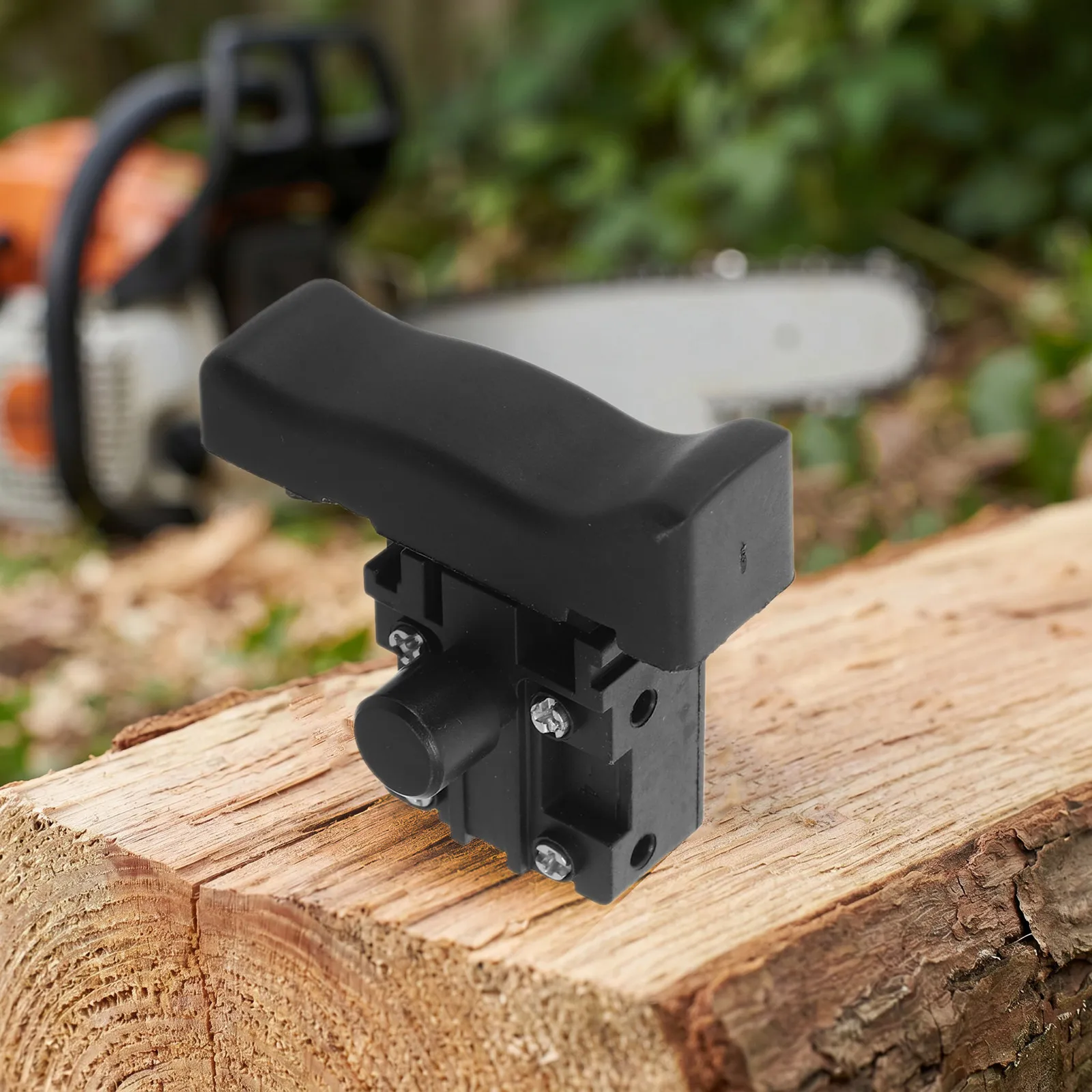 Electric Chainsaw Switch – Black Self-Locking Trigger Replacement for Garden Pruning & Woodworking Power Tools