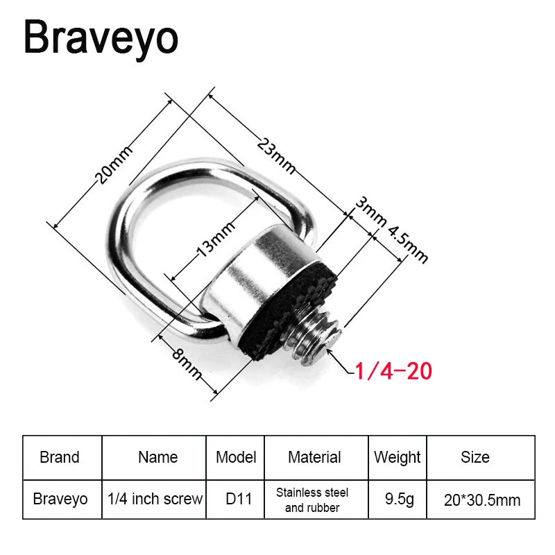 Tornillo de Metal para cordón de cámara, placa de montaje rápido 1/4, accesorio para trípode, cabeza de bola, SLR, portátil, 1/4-20