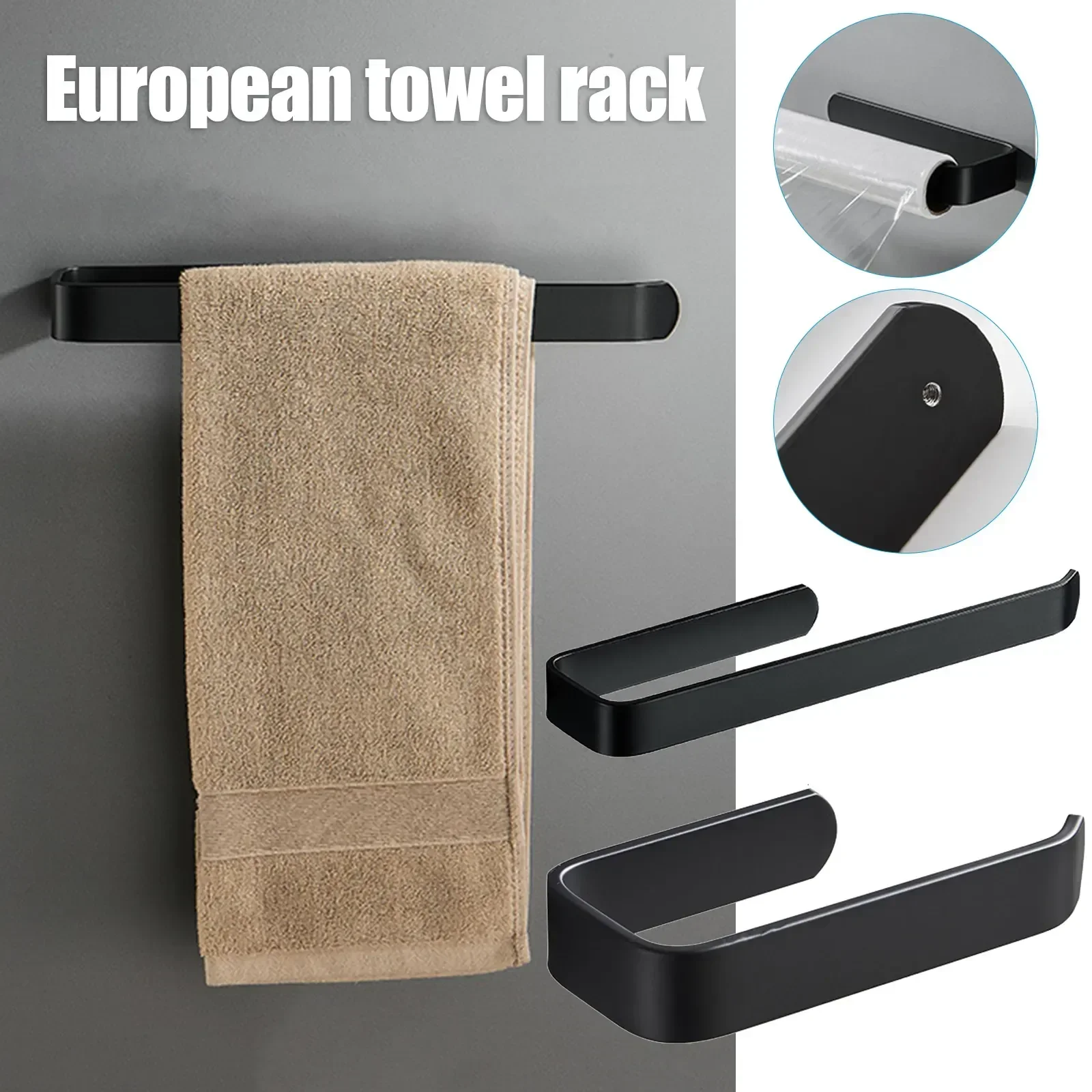 Wall Punch-free Roll Holder Towel Mounted Hanger Bathroom Rail Hanging Paper Bathroom Self-adhesive Accessories Rack Shelf