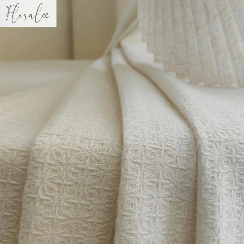 

Cream Wool Tweed European Curtains For Living Room Bedroom Dining Retro Classic Luxury Nature Vertically White Tulle Custom Size