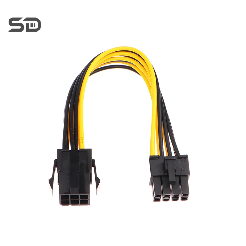 Adaptador alimentado para placa de vídeo GPU, 6Pin para 8Pin, PCI-e Macho para 8Pin Conversor Feminino, 1Pc