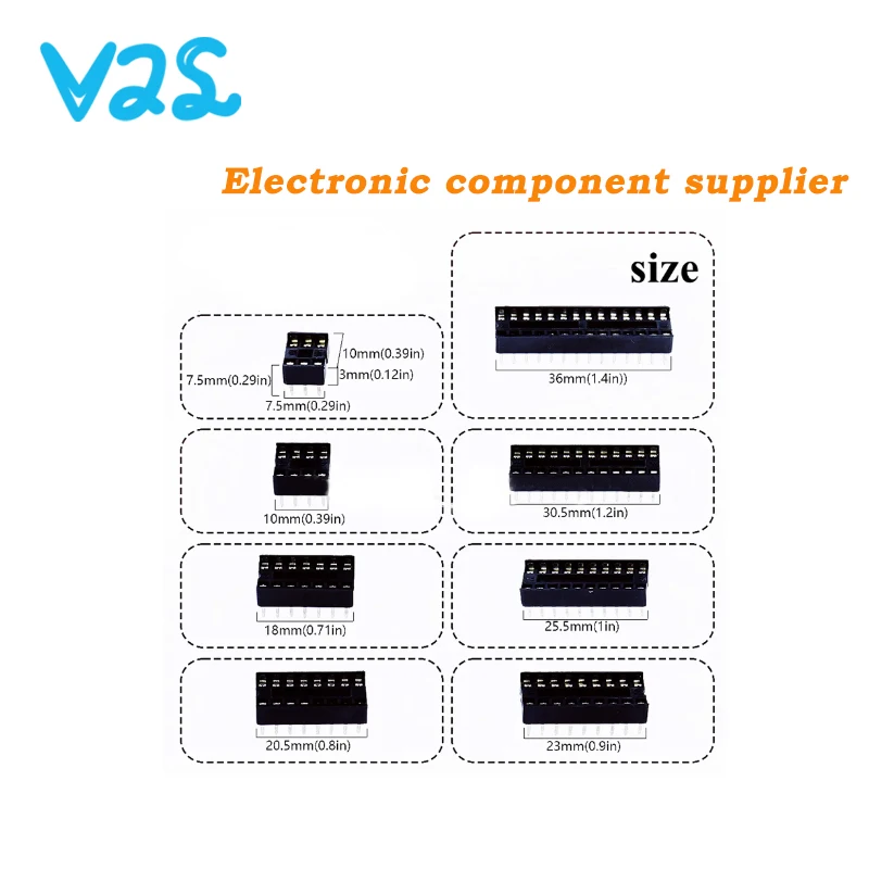 (66pcs/Lot) New DIP IC Sockets Adaptor Solder Type Socket Kit 6 8 14 16 18 20 24 28 Pin DIP-8 16-Pins DIP8 DIP16 IC Connector