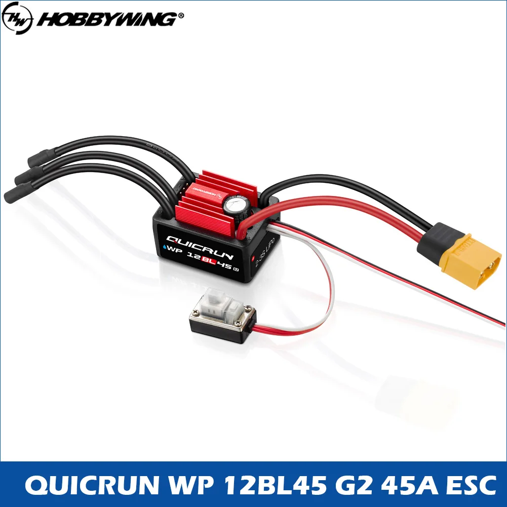 

HobbyWing QuicRun WP 12BL45 G2 45A Водонепроницаемый бесщеточный регулятор скорости (ESC) для радиоуправляемых машин 1/12 1/14