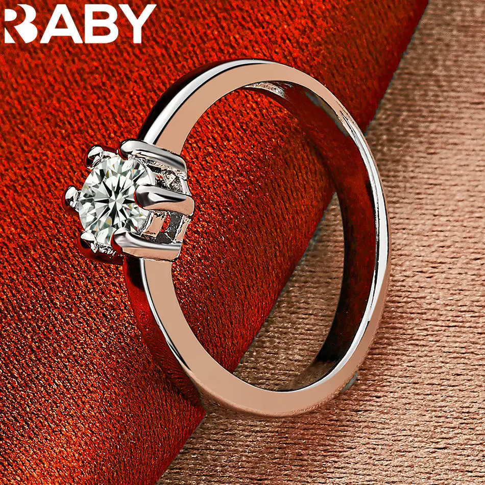 

URBABY 925 Sterling Silver Zircon Wedding Ring For Women and Men Classic Noble Fashion Jewelry Engagement Accessories