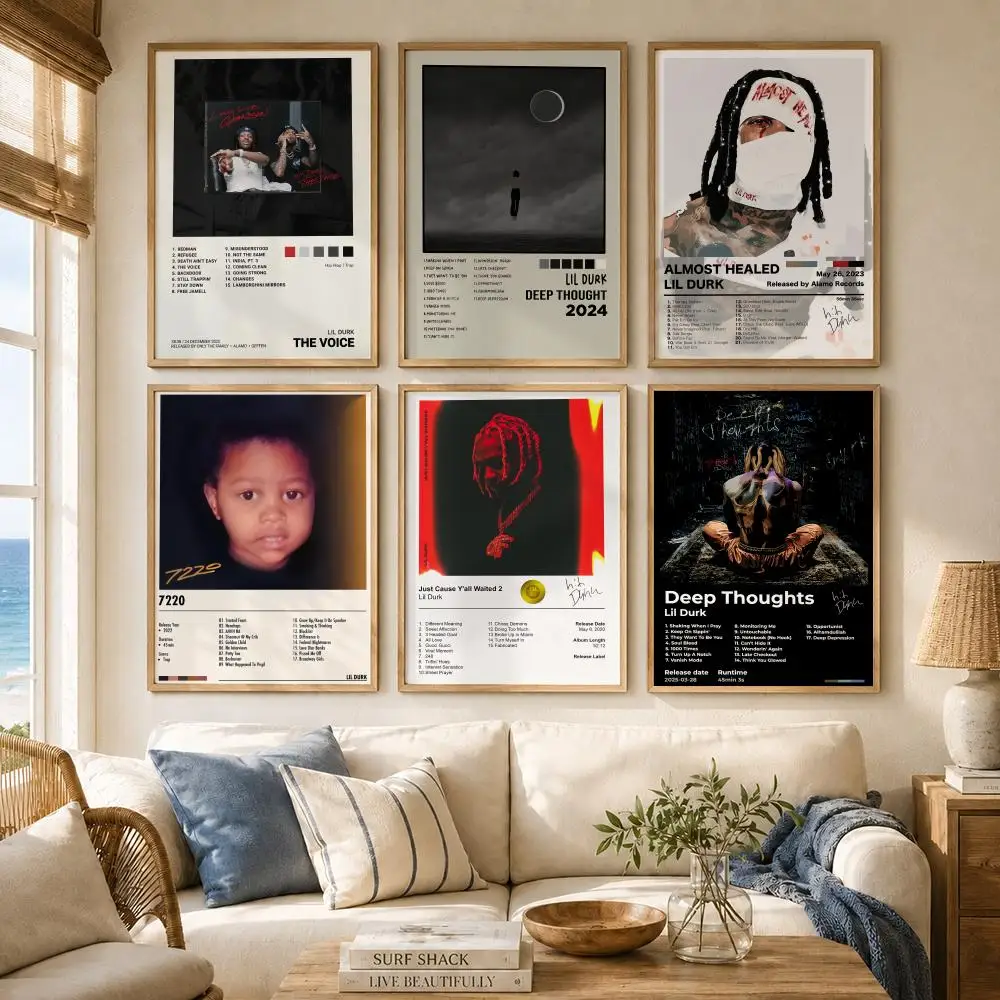 Chicago Drill Rapper L-Lil Durk Poster Versatile HD Waterproof Wall Art Self-Adhesive Decor for Any Space Ideal Gift