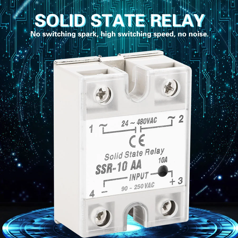 SSr  10 AA 10A Solid State Relay Module SSR AC-AC Input 90-250V AC Output 24-480V AC