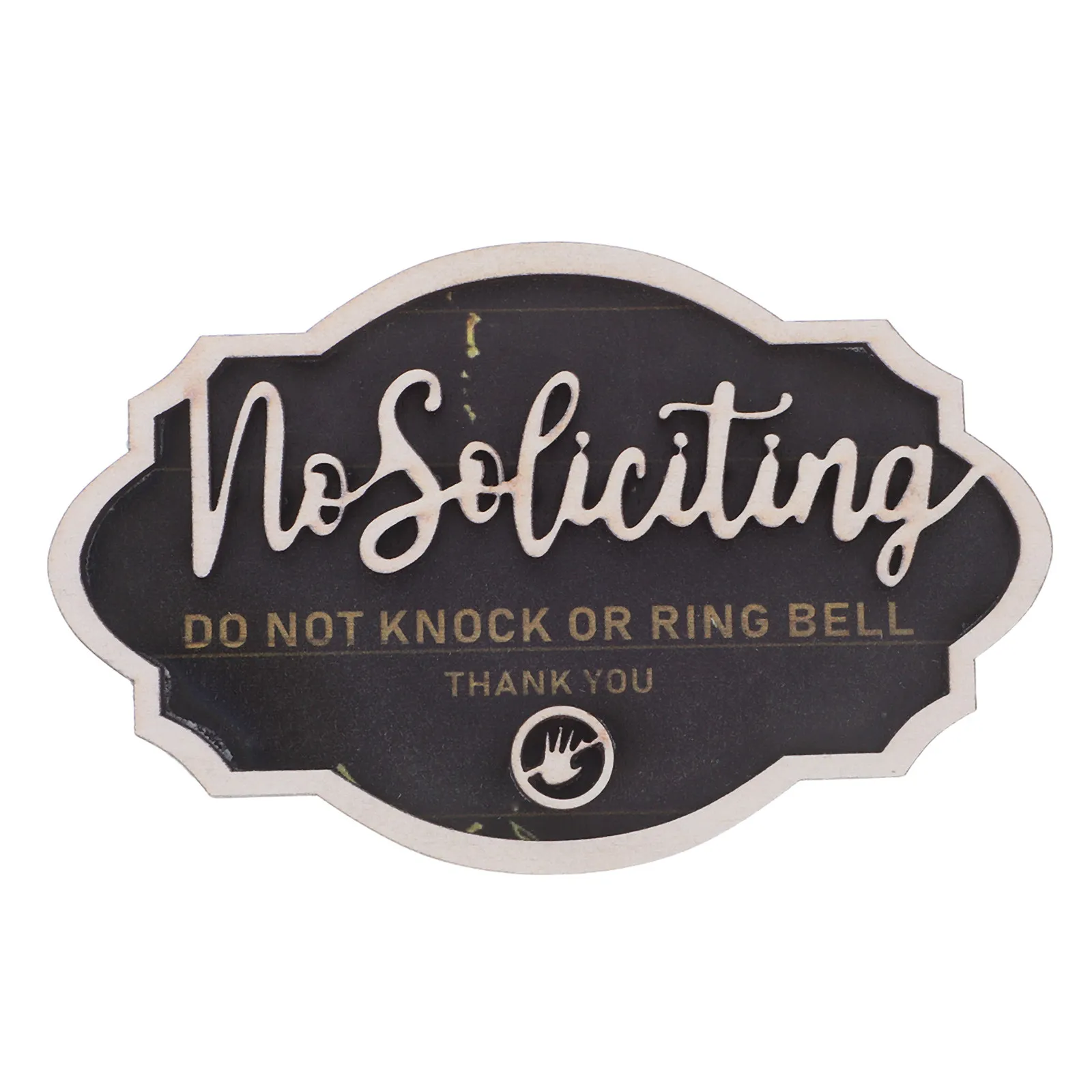 No Soliciting Sign Wooden Hanging Door Plaque Polite Do Not Knock Privacy Reminder for Home Office