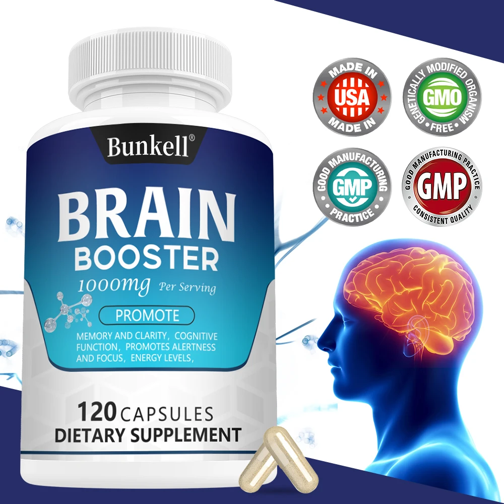 Premium Brain Supplements - Nootropics Brain Booster, Focus, Clarity, Memory, Concentration & Improved Mood - Vitamins, Choline