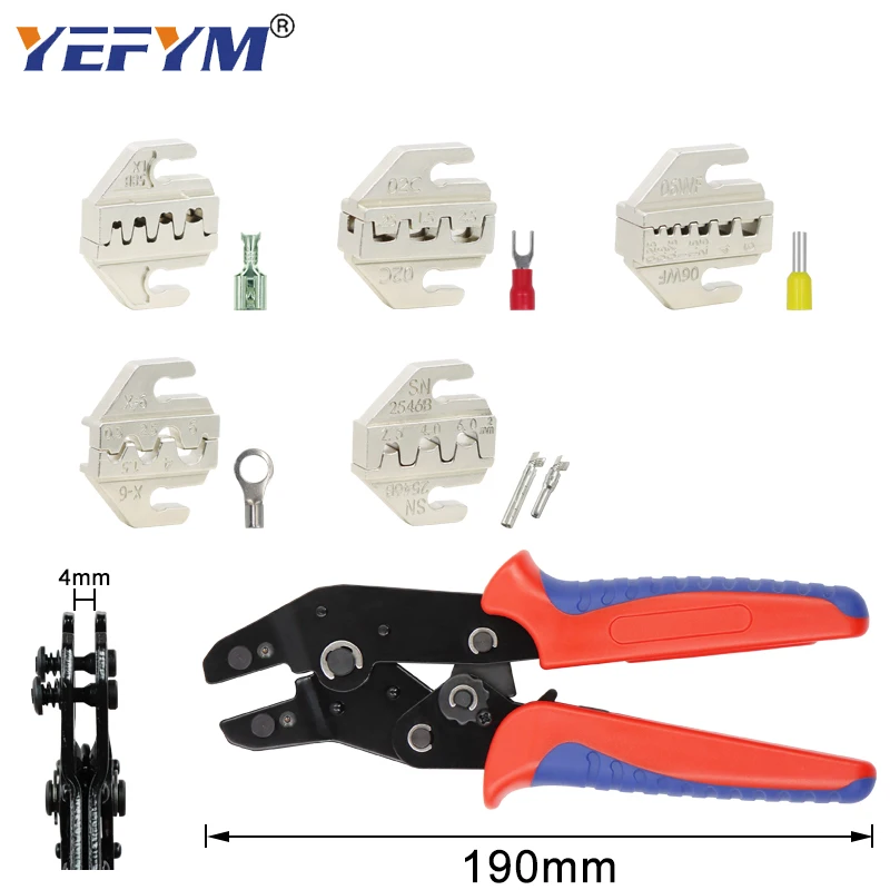 SN-X Quick replaceme of jaw crimping pliers for TAB 2.8 4.8 6.3 plug insulation tube terminal tools (jaw width 4mm/pliers 190mm)