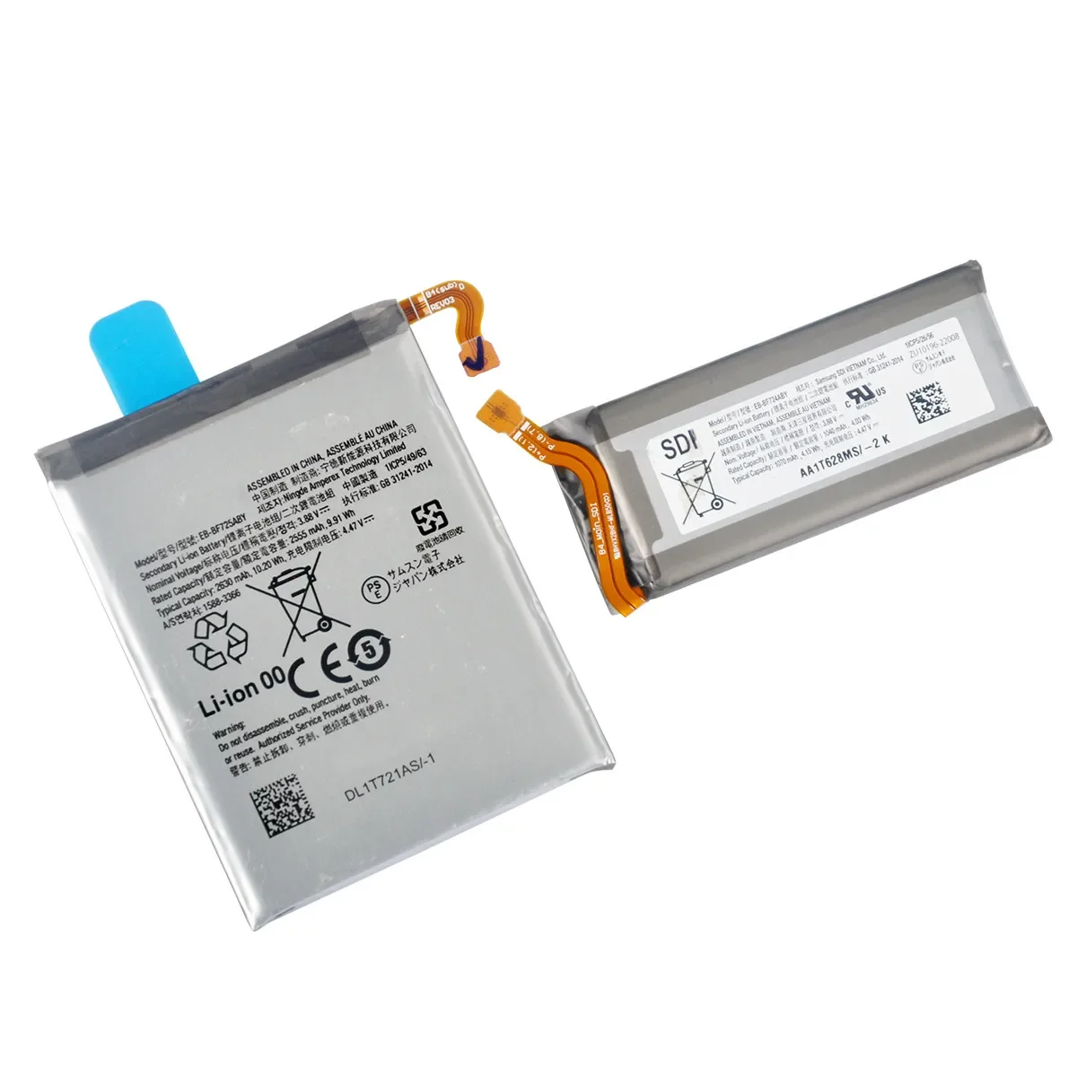 Brand New EB-BF725ABY+EB-BF724ABY( 2630mAh+1070mAh) Battery  For Samsung Galaxy Z Flip 4 Flip4 SM-F7210  Mobile Phone Batteries