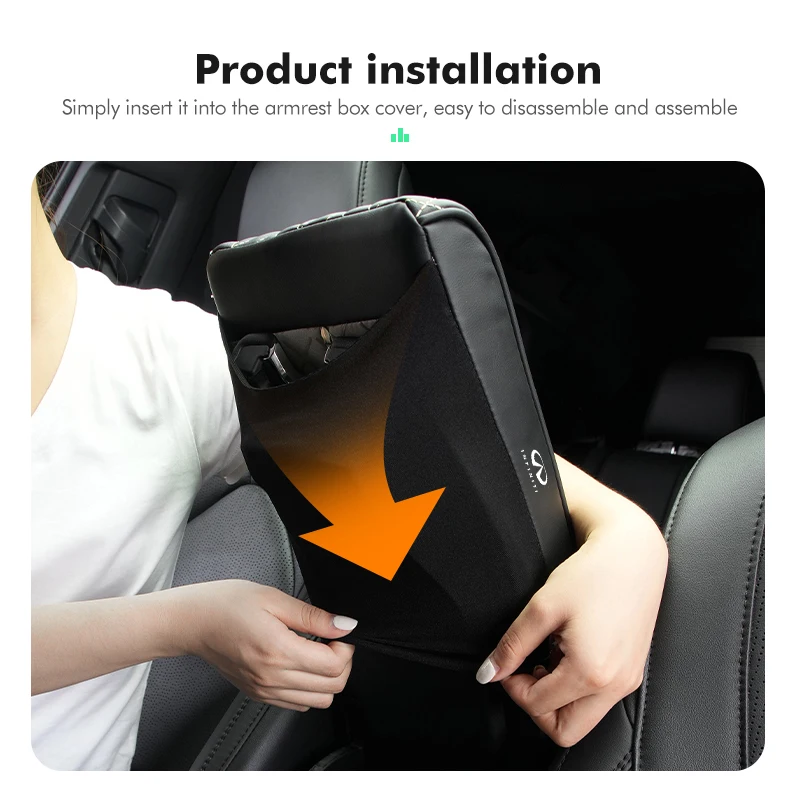 Center Armrest Box Cover Heightening Pad Leather Accessorie For Infiniti QX50 QX30 QX60 G25 JX35 FX35 FX37 FX50 EX35 EX25 EX37