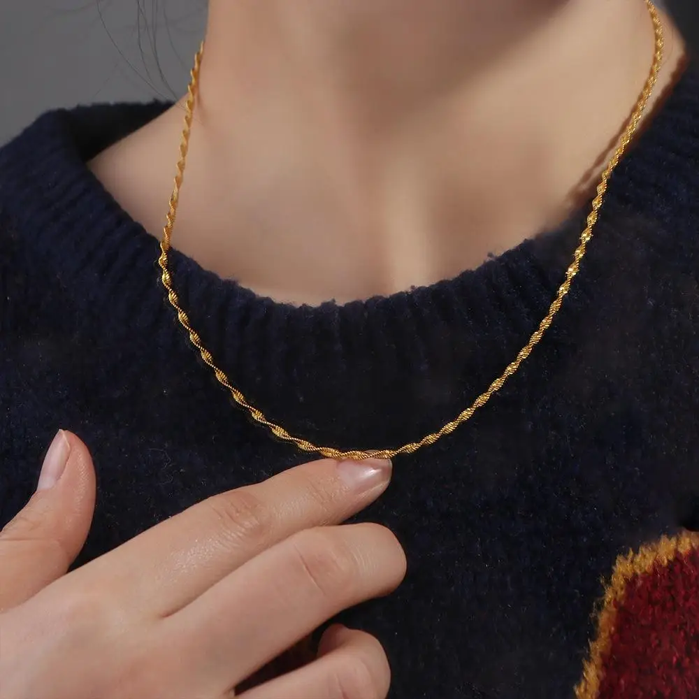 Gift Clavicle Chain Copper Women Jewelry Accessories Vietnam Sand Gold Necklace Without Pendant Necklace Double Layer Chain