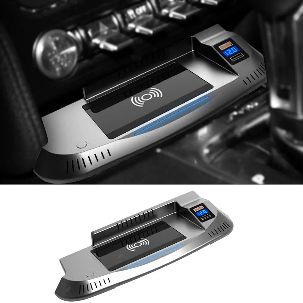 For Ford For Mustang 15-20 1 Set Car Wireless Vehicle Charger Fast Charging Panel 15W Interior Parts
