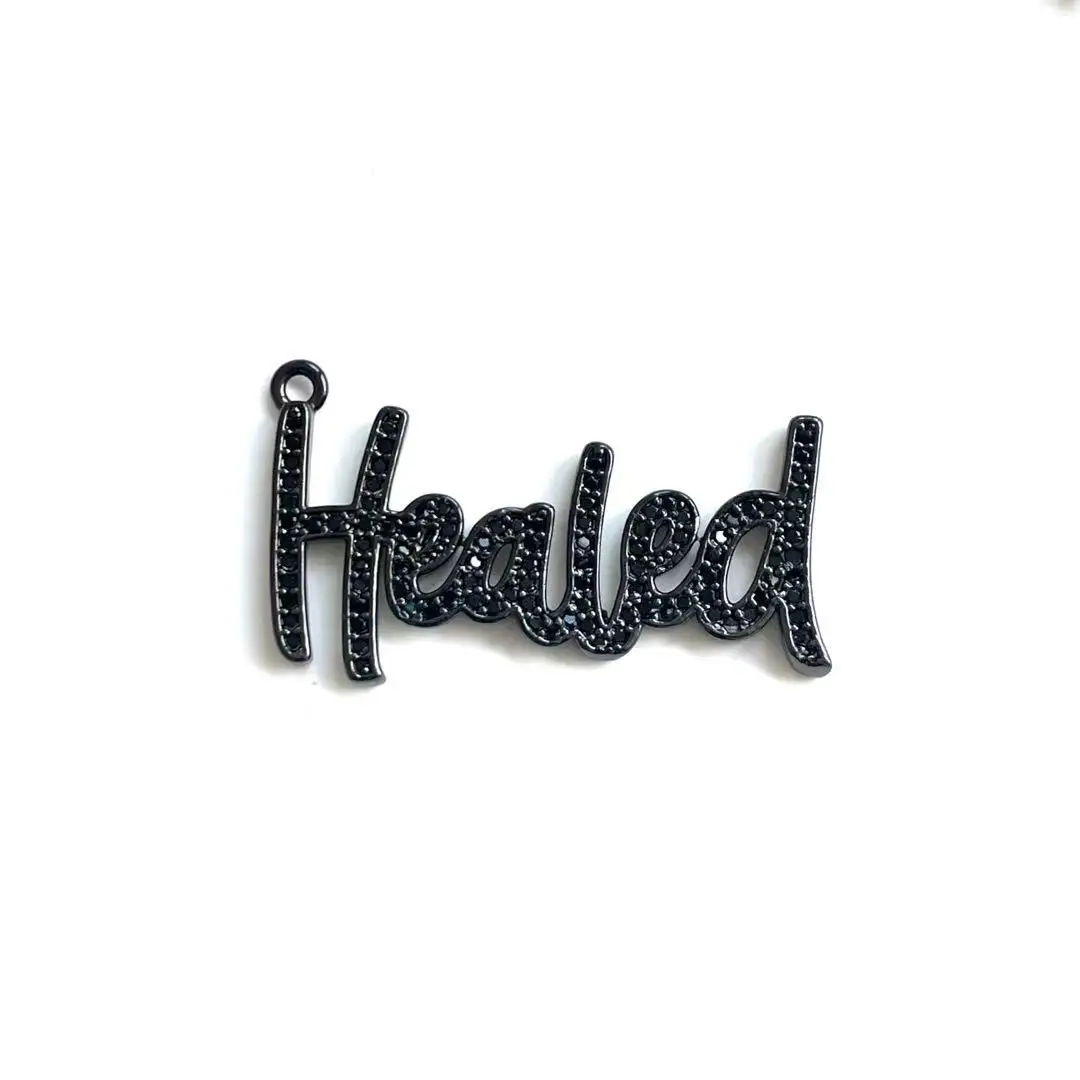 5 Pcs Metal Healed Charms Cubic Zirconia Pave Bracelet Pendant For Woman Necklace Bangle Jewelry Making