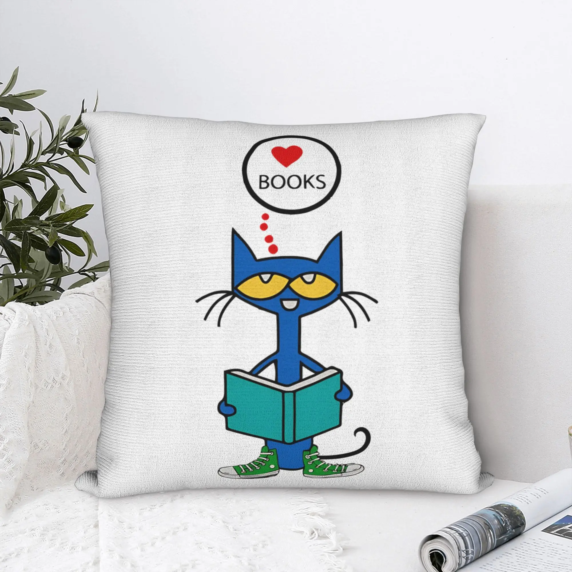 Petes the Cat  a book  Square Pillow Cases  Cushion Covers Funny Polyester Decor Pillowcase for Home 18