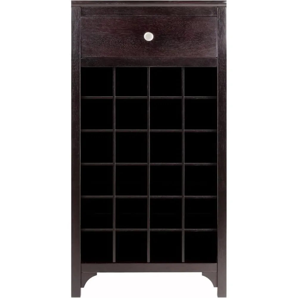 ตู้เก็บไวน์แบบโมดูลาร์ Ancona Dark Espresso Finish ความจุ 24 ขวดพร้อมลิ้นชักประดิษฐ์จากไม้คอมโพสิต Rich Espress