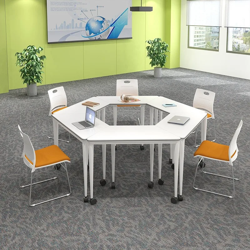 

Mobile training table Triangle table Free splicing combination Conference desk Keystone student desks and chairs Commercial
