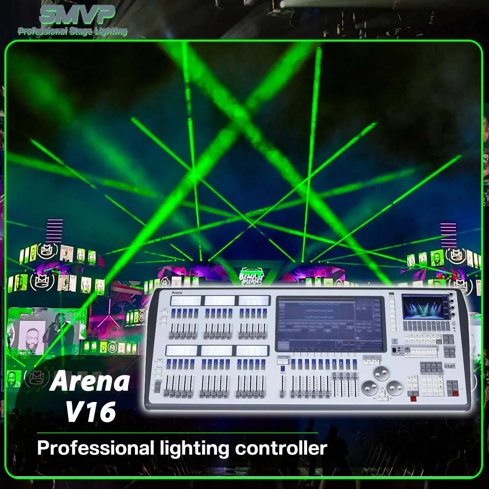 New Arena V16 Console With Electric Push Rod Capacitive Touch Screen DMX Stage Light Controller For DJ Disco Party Concert Show