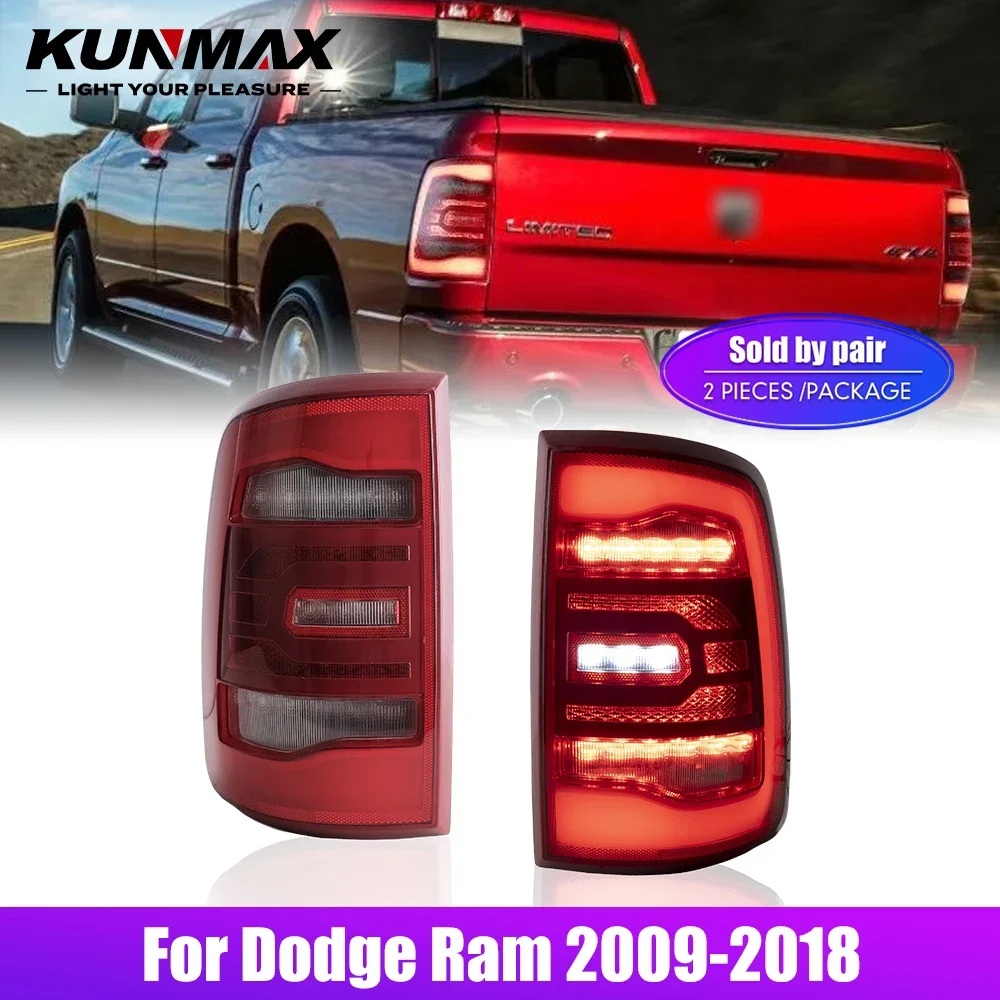 Pair Of LED Tail Lights For Dodge Ram 2009-2018 DRL Reverse Brake Turning Signal Car Rear Tail Light Assembly Plug And Play