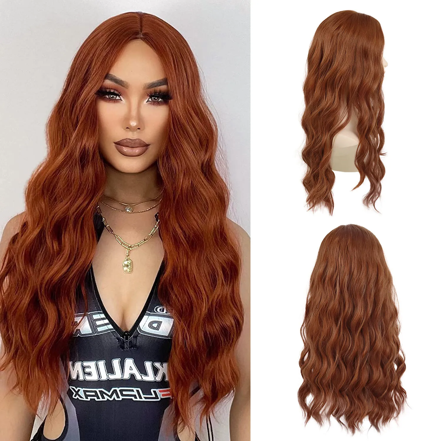 

Алые парики ведьмы для Хэллоуина, костюм для вечеринки, синтетические волосы, длинный вьющийся парик с боковой челкой, прическа с волнистой волной, косплей