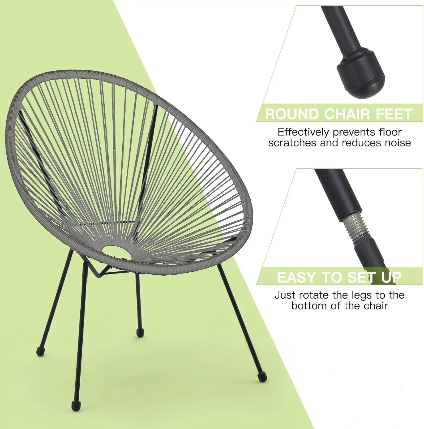 3-Piece Patio Acapulco Chairs Set, All-Weather Wicker Bistro Set w/Pillow & Glass Top Table, Outdoor Rattan Conversation Set for