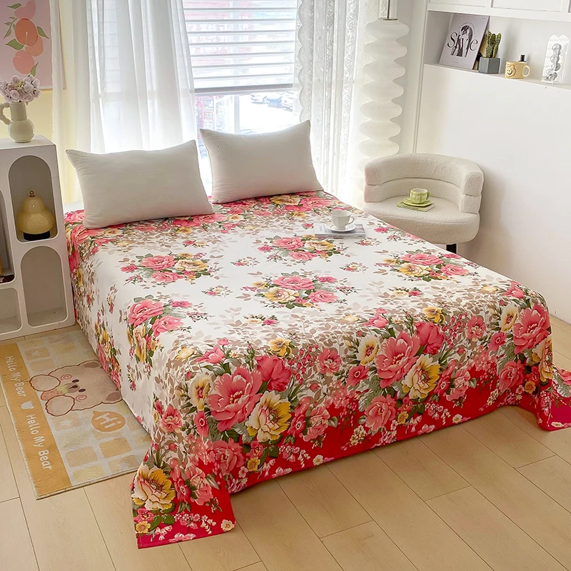 Bed Sheet Full Sets Flower Printed Flat Bed Sheets sabanas cama individual Single/Queen/King  Bedsheets for Double Bed Top Sheet