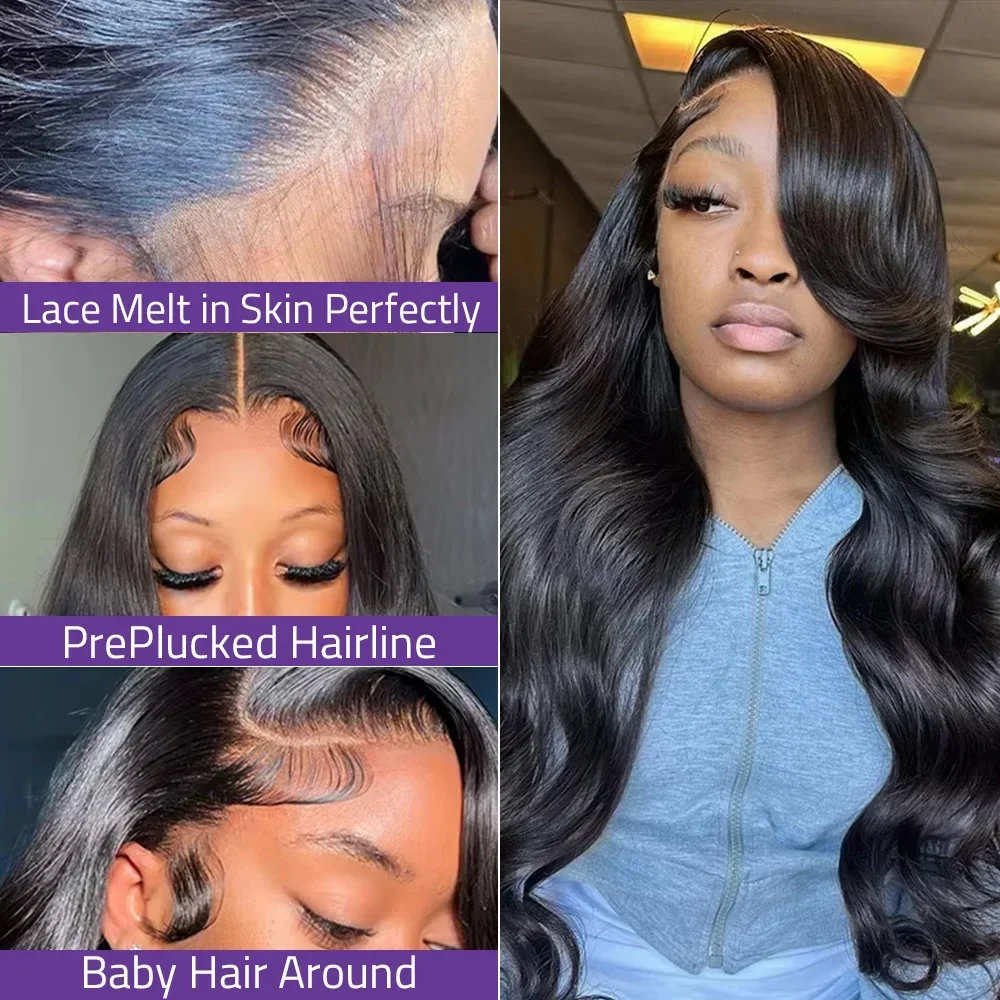 360 Full Lace Closure Wigs Human Hair 180% Density 13x6 Hd Lace Front Wig Body Wave HD Lace Frontal Wigs 5x5 Glueless for Women