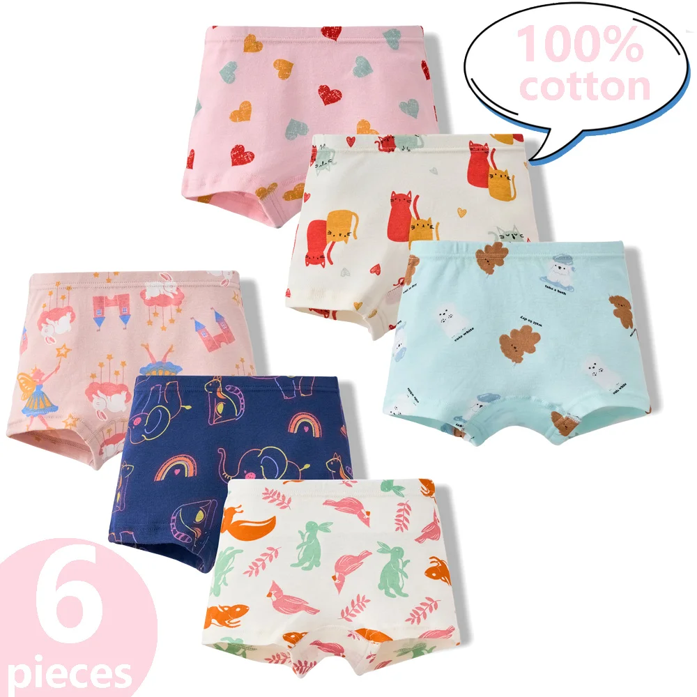 3/6 Pcs Children\'s Girls Panties Sets 100% Cotton Pretty Cartoon Unicorn Print Underwear For Girl Infant Undies Boxer Breathable