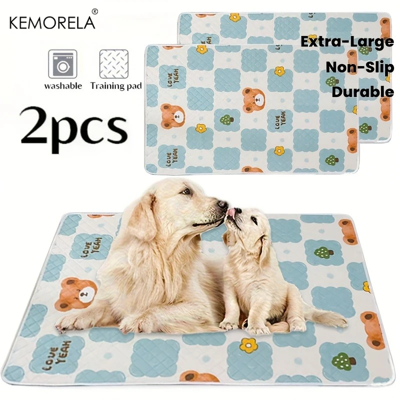 Kemorela 2pcs Washable Reusable Dog Training Mats Designed For Pet Training Ideal For Cars Sofas Living Room Outdoor Home Decor