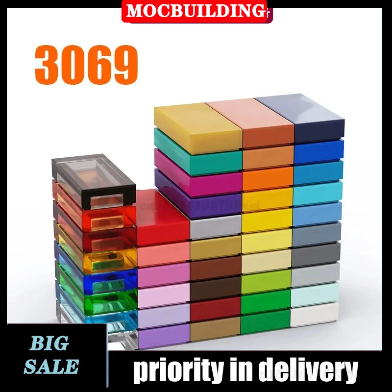 10PCS 3069 DIY Bulk Parts Building Block Flat Board Pequena Partícula Digital Tijolo Suave 1x2 Educacional Tamanho Criativo Montado