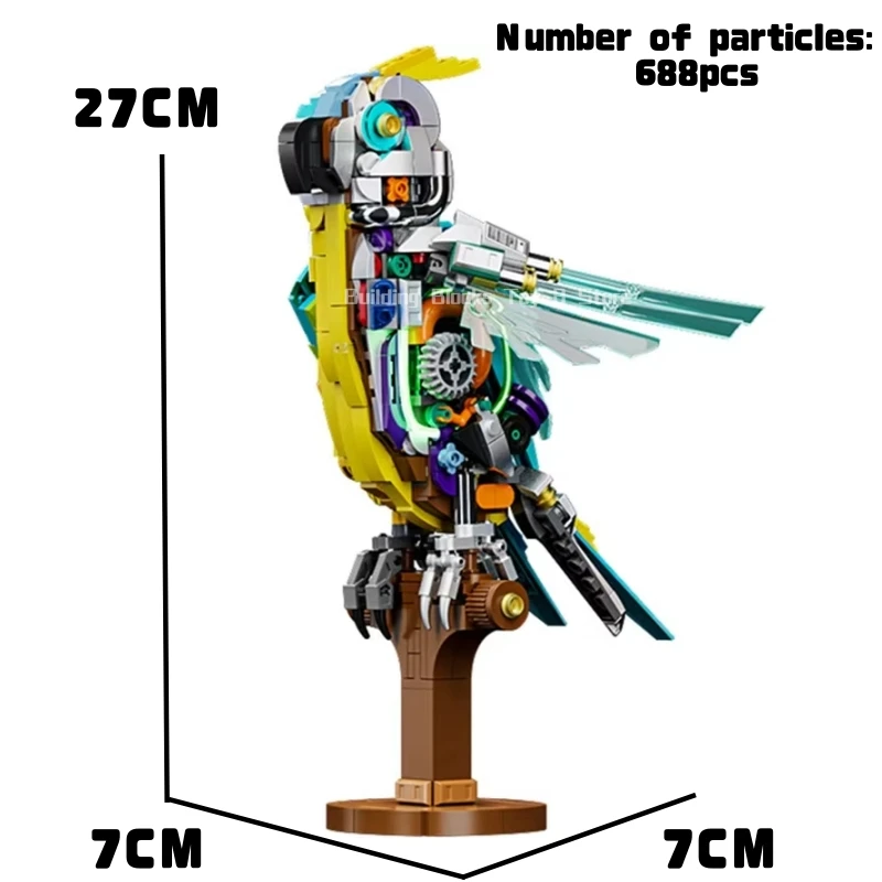 688pcs 기술적 기계식 앵무새 블록 모델 세트 동물 세계 MOC 조립 장난감 소년 어린이 크리스마스 선물