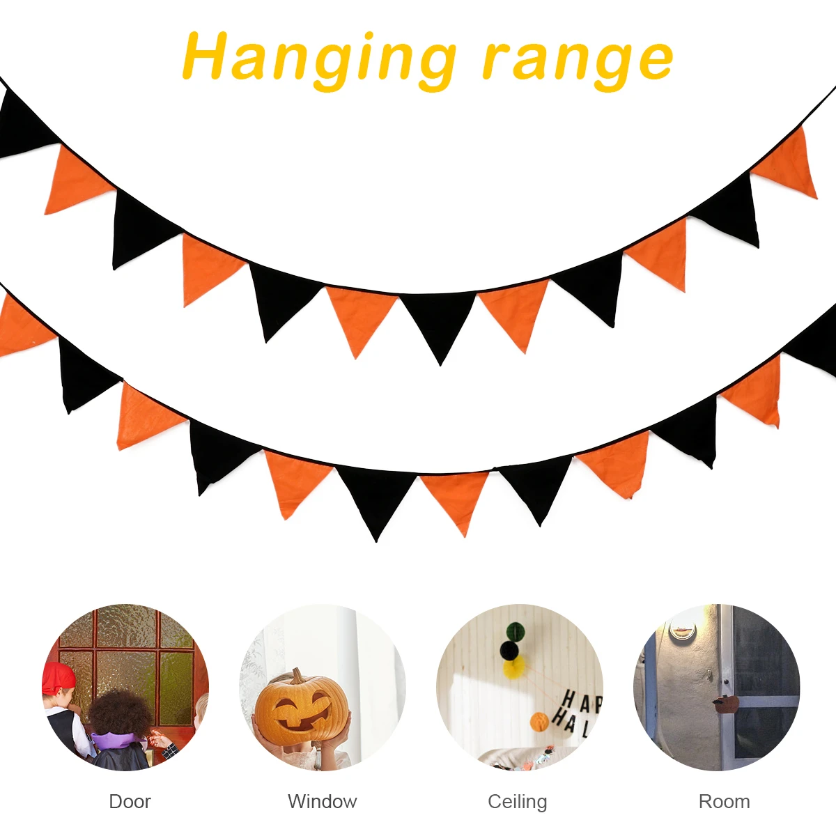 

2Pcs Triangle Halloween Banner Backdrop Durable Practical Halloween Banner Backdrop Party Garden Decor