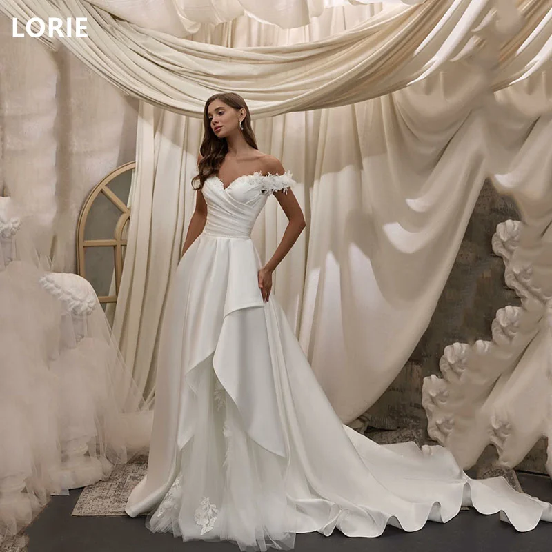 

LORIE A-line Off The Shoulder Wedding Dresses Appliques Mermaid Bridal Gown Sweetheart Elegant Wedding Party Gowns Customized