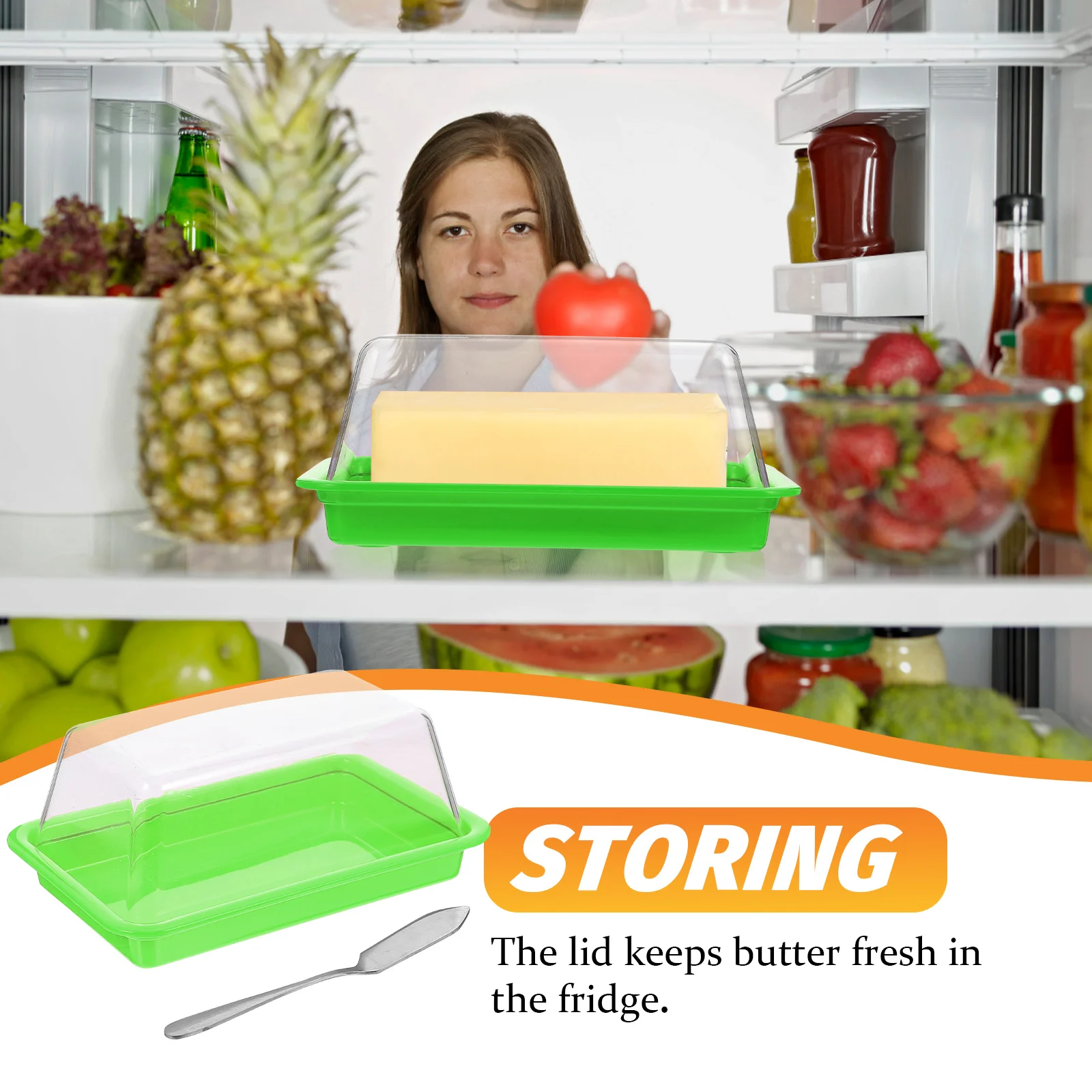 

Butter Box Butter Storage Holder Reusable Plastic Serving Bowls Lid Kitchen Tableware Cheese Food Storage Holder