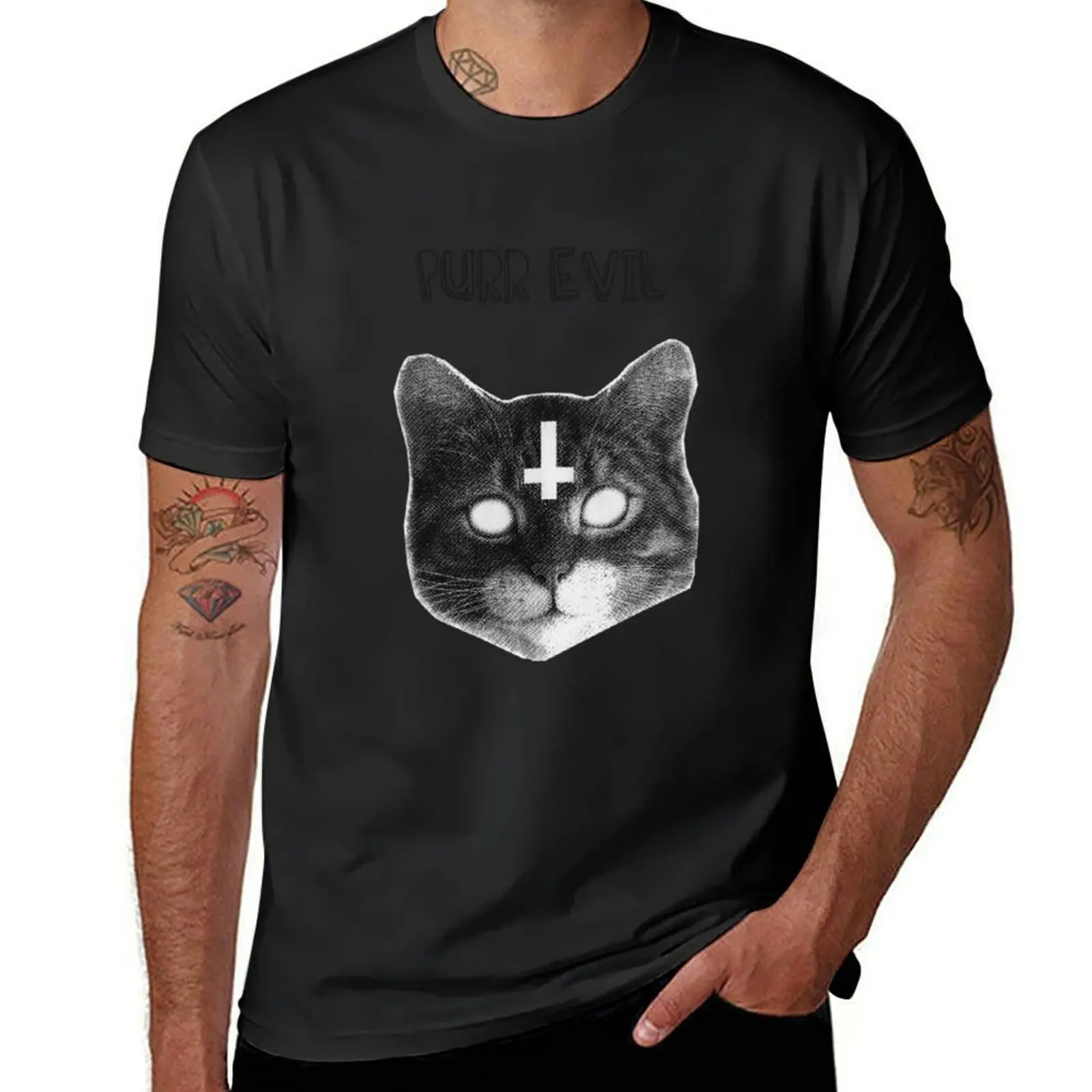 Purr Evil Cat T-Shirt oversizeds sublime cute clothes Blouse men clothings