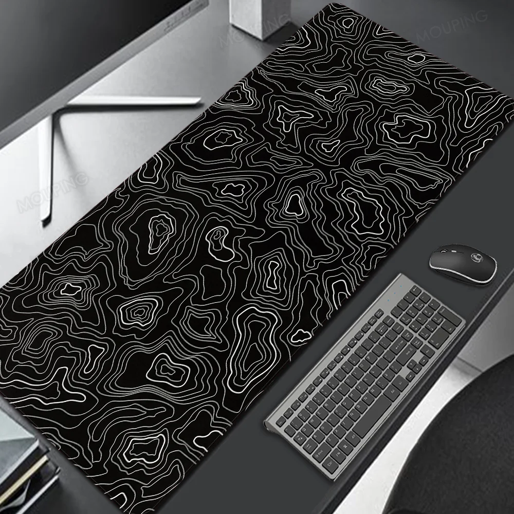 Tapis de souris de jeu noir, Polymères de Bergame, Deskvirus, Tapis de bureau mignon, Tapis de bureau, GrowXl, Sous-souris, Kawaii, Polymères de