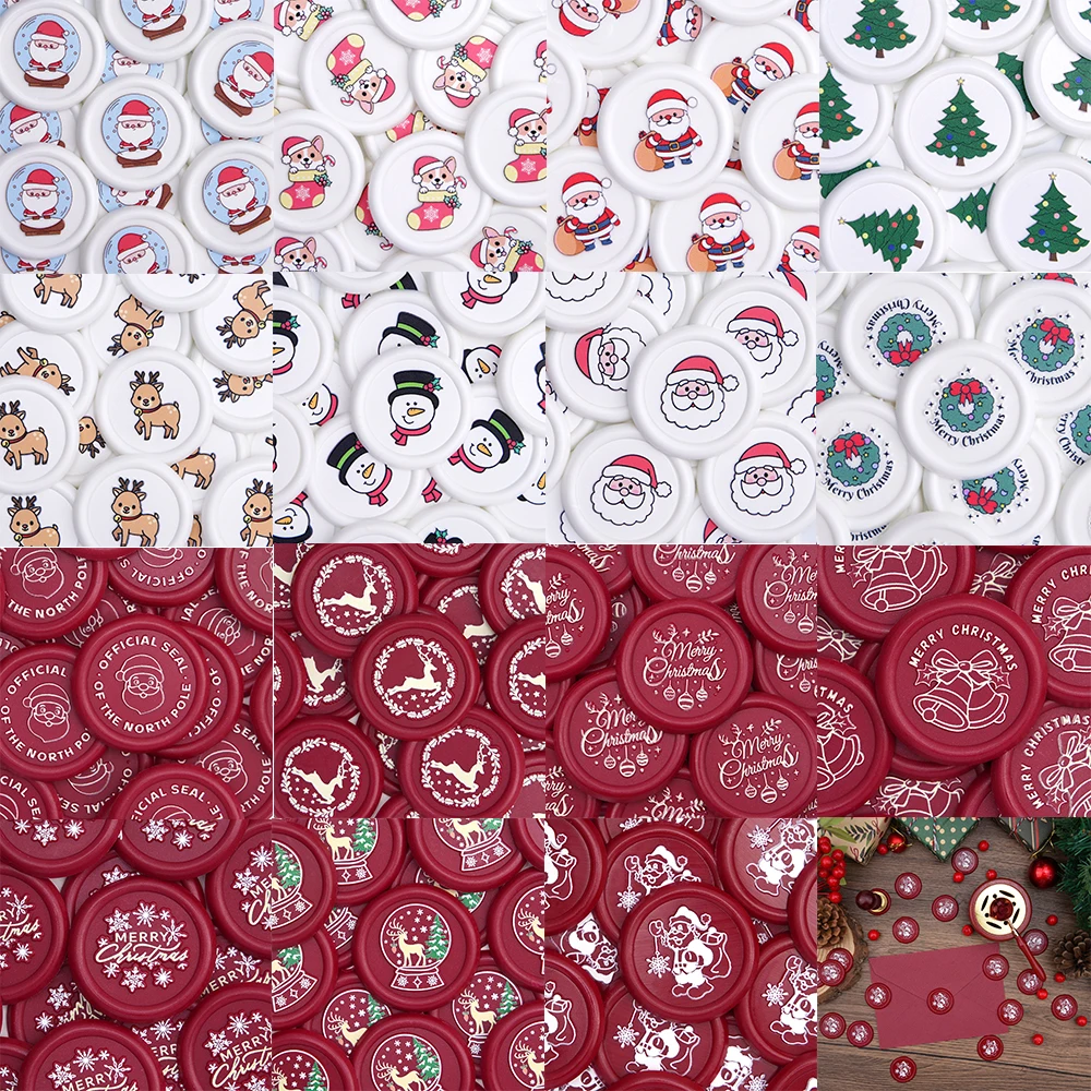 

10pcs Christmas Wax Seal Stickers Self-Adhesive for Xmas Gift Invitation Envelope Party Favors Decor Greeting Card Crafting