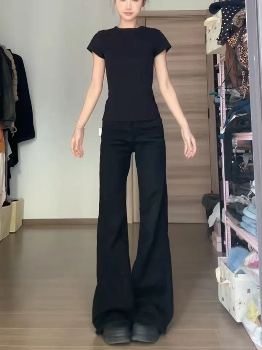 

Джинсовые джинсы-колокольчики с высокой талией, женские эластичные брюки больших размеров, прямые леггинсы для похудения для грушевого тела, осенняя одежда