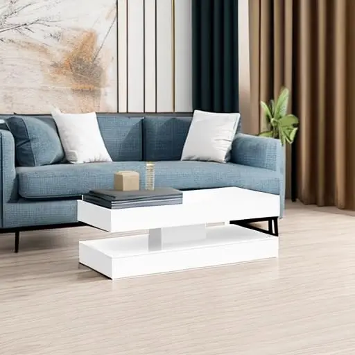 47.3in Large High Glossy LED Coffee Table With 2 Storage Drawers,Black/White Modern Coffee Tables For Living Room,