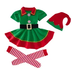 Christmas Elf Family Matching Costume Role Playing Outfit Santa Claus Men Women Girls Boys Party Performance Fancy Clothing Sets